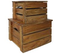 vidaXL Juego de cajas de almacenaje 2 pzas madera maciza de caoba