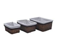 vidaXL Juego de cestas apilables 3 piezas sauce natural marrón