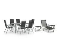vidaXL Juego de comedor de jardín 10 piezas negro y plateado