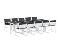 vidaXL Juego de comedor de jardín 11 pzas con cojines textilene blanco
