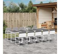 vidaXL Juego de comedor de jardín 11 pzas con cojines textilene blanco