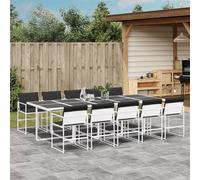 vidaXL Juego de comedor de jardín 11 pzas con cojines textilene blanco