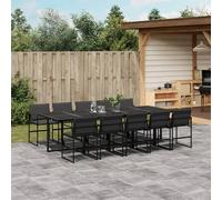 vidaXL Juego de comedor de jardín 11 pzas con cojines textileno negro