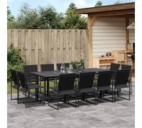 vidaXL Juego de comedor de jardín 13 piezas textileno negro