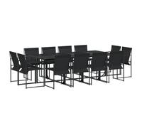 vidaXL Juego de comedor de jardín 13 piezas textileno negro