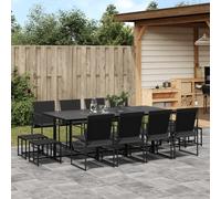 vidaXL Juego de comedor de jardín 13 piezas textileno negro