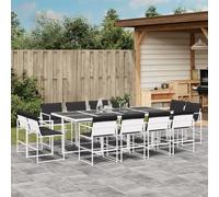 vidaXL Juego de comedor de jardín 13 pzas con cojines textilene blanco