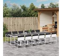 vidaXL Juego de comedor de jardín 13 pzas con cojines textilene blanco