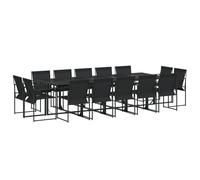 vidaXL Juego de comedor de jardín 15 piezas textileno negro