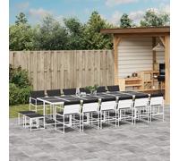 vidaXL Juego de comedor de jardín 17 pzas con cojines textilene blanco