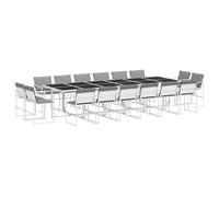 vidaXL Juego de comedor de jardín 17 pzas con cojines textilene blanco