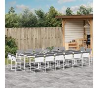 Juego De Comedor De Jardín 17 Pzas Con Cojines Textilene Blanco Vidaxl