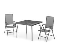 vidaXL Juego de comedor de jardín 3 piezas acero gris antracita