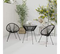 vidaXL Juego de comedor de jardín 3 piezas ratán PVC negro