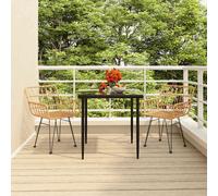 vidaXL Juego de comedor de jardín 3 piezas ratán sintético