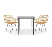 vidaXL Juego de comedor de jardín 3 piezas ratán sintético
