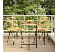 vidaXL Juego de comedor de jardín 3 piezas ratán sintético