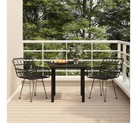 vidaXL Juego de comedor de jardín 3 piezas ratán sintético negro