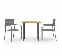 vidaXL Juego de comedor de jardín 3 pzas ratán sintético en color Gris/Negro