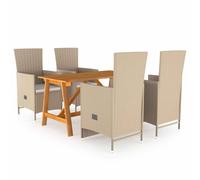 vidaXL Juego de comedor de jardín 5 piezas beige