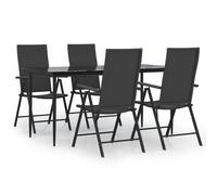 vidaXL Juego de comedor de jardín 5 piezas ratán sintético negro