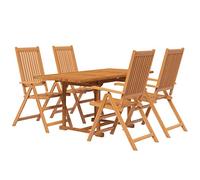 vidaXL Juego de comedor de jardín 5 piezas – Madera maciza de acacia – 120–170 cm