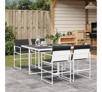 vidaXL Juego de comedor de jardín 5 pzas con cojines textilene blanco