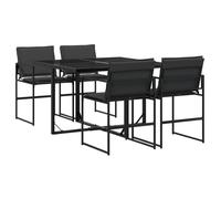 vidaXL Juego de comedor de jardín 5 pzas con cojines textileno negro