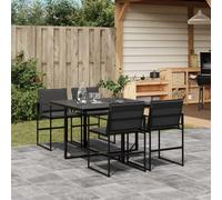 vidaXL Juego de comedor de jardín 5 pzas con cojines textileno negro