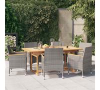 vidaXL Juego de mesa de jardín de 7 piezas con cojines, color gris