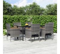 vidaXL Juego de comedor de jardín 7 piezas con cojines gris y negro