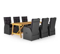 vidaXL Juego de comedor de jardín 7 piezas negro