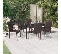 vidaXL Juego de comedor de jardín 7 piezas negro y marrón