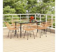 vidaXL Juego de comedor de jardín 7 piezas ratán sintético