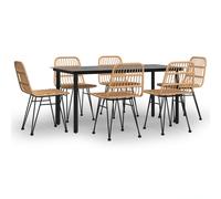 vidaXL Juego de comedor de jardín 7 piezas ratán sintético
