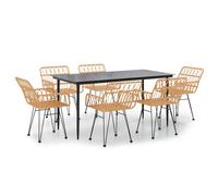 vidaXL Juego de comedor de jardín 7 piezas ratán sintético