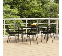 vidaXL Juego de comedor de jardín 7 piezas ratán sintético negro