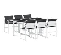 vidaXL Juego de comedor de jardín 7 pzas con cojines textilene blanco