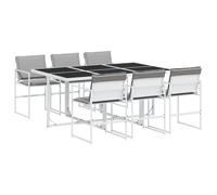 vidaXL Juego de comedor de jardín 7 pzas con cojines textilene blanco