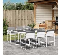 vidaXL Juego de comedor de jardín 7 pzas con cojines textilene blanco