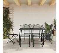 vidaXL Juego de comedor de jardín 7 pzas malla metálica gris antracita