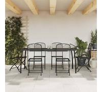 vidaXL Juego de comedor de jardín 7 pzas malla metálica gris antracita