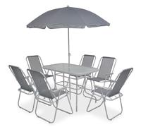 vidaXL Juego de comedor de jardín 8 piezas acero y textilene gris