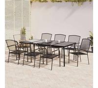 vidaXL Juego de Comedor de jardín 9 Piezas Acero Gris Antracita, Juego de Comedor, Muebles de Exterior, Mesa de Comedor, Muebles de jardín