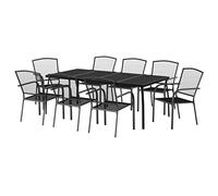 vidaXL Juego de Comedor de jardín 9 Piezas Acero Gris Antracita, Juego de Comedor, Muebles de Exterior, Mesa de Comedor, Muebles de jardín