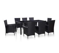 vidaXL Juego de comedor de jardín 9 piezas ratán sintético negro