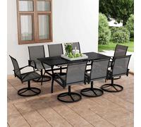vidaXL Juego de comedor de jardín 9 piezas textilene y acero