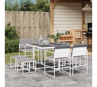 vidaXL Juego de comedor de jardín 9 pzas con cojines textilene blanco