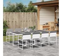 vidaXL Juego de comedor de jardín 9 pzas con cojines textilene blanco