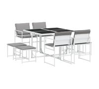vidaXL Juego de comedor de jardín 9 pzas con cojines textilene blanco